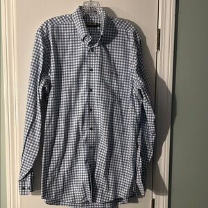 Kirkland Signature Blue and White Gingham Button-Down Shirt
